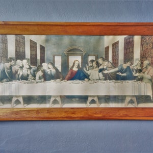 Antique Framed Lithograph/ The Last Supper/ Leonardo DaVinci/ 1920s image 3