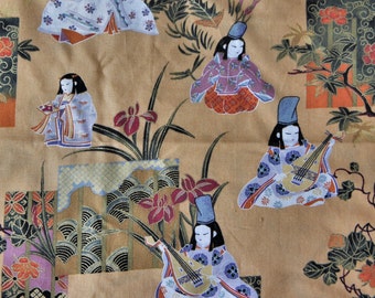 Geisha Graphic Print Fabric: Japanese Cotton Poplin Textile