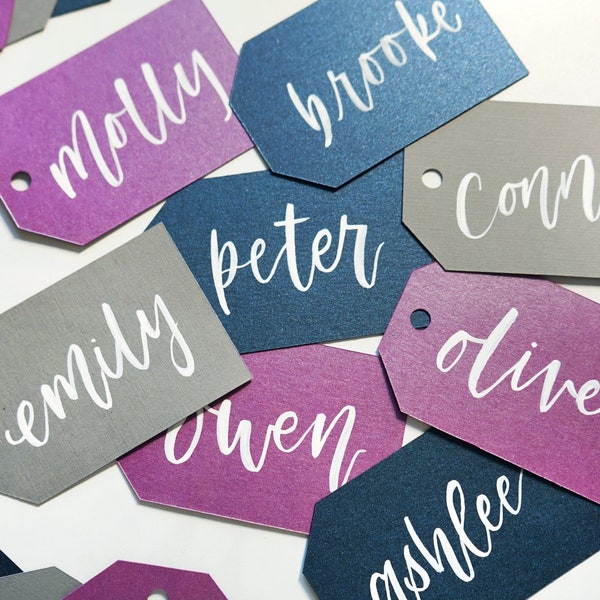 Handwritten lettered gift tags, name tag, bachelorette, bridesmaids, wedding favor, sorority, party favors, teachers, wedding place cards