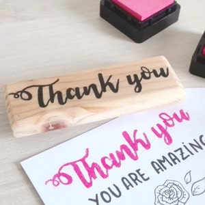Tampon en gomme "Thank you" (gravé & fait main)