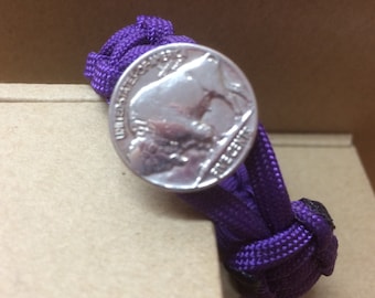 Buffalo Nickel Purple Paracord Bracelet