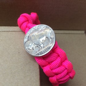 Buffalo Nickel HOT PINK Paracord Braclet