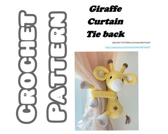 Patrón de alzapaños de cortina de jirafa a crochet: incluye patrón de conejito (inglés)