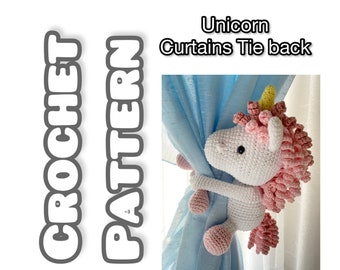 Patrón de alzapaños de cortina de unicornio de crochet (inglés)