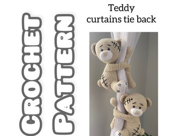 Crochet Teddy Bear Curtain Tieback Pattern (English)