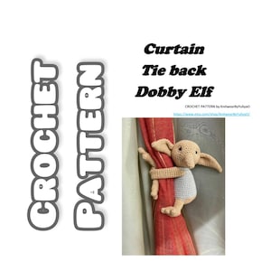 Crochet Pattern elf curtain tie back, hare toys , PATTERN in English + video