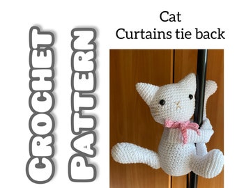 Crochet Cat Curtain Tieback Pattern: English (PDF Pattern)