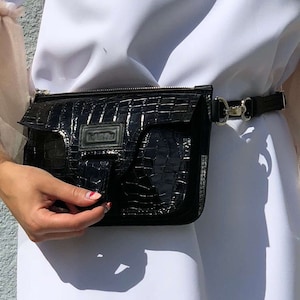Leren clutch voor dames, mini-schoudertas, zwart leren tasje met magneetsluiting, kleine leren handtas, aangepaste kleur beschikbaar.
