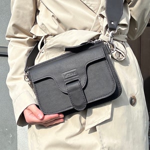 Cartera de piel para mujer, Mini bolso de hombro, Monedero de piel marrón, Bolso de mano de piel pequeño, Bolso de cinturón, regalo para esposa