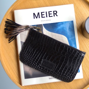 Bolsa de maquiagem com borla, carteira de couro de cor personalizada, estojo de cosméticos estampado para mulher