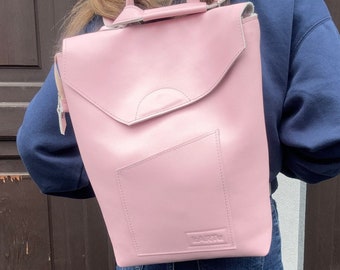 Natural leather backpack, Pink Laptop bag, Stylish handbag, Gift for friend, Pink Handbag, Gift for mother, Gift for daughter.