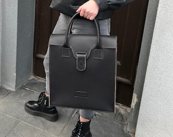 Lederhandtasche unisex, große Lederarbeitstasche, personalisiertes Geschenk für Mutter, Leder-Laptoptasche.