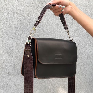 Tan Brown Leather Handbag – Small Crossbody Bag for Women, Custom Gift, Italian Leather Purse