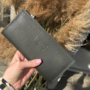 Portemonnaie aus Naturleder, grünes und rosa Portemonnaie für Frauen, Münzfach, Kartenhalter, braunes Geldetui, Organizer, Geschenk für Sie.