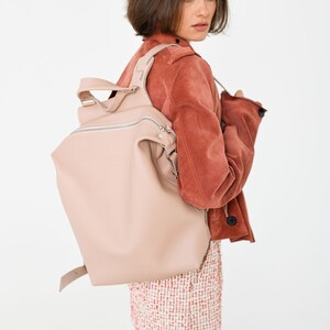 Sac à dos en cuir rose, sac en cuir naturel, sac à dos de voyage pour femme, sacs sur mesure, cadeau pour femme, sac d'été.