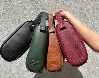 Personalised leather makeup bag– Travel cosmetic case | Small leather clutch | makeup organiser for fall | Custom gift for women, Fall