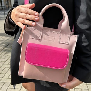 Bolso de cuero rosa, regalo elegante para el mejor amigo, bolso para ocasiones especiales.