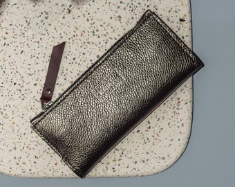 Natural leather wallet, Two-sided multifunctional wallet, Elegant purse for women, Custom color design available.