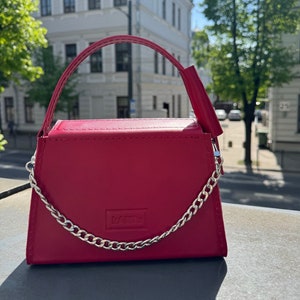 Mini bolso de piel rojo: cartera de fiesta, cartera de boda, bolso de mano pequeño de noche
