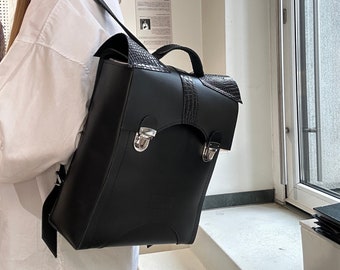 Belted KL Style Leather Backpack Black Kenneth Cole Marley Faux Leather Double Compartment Women s  main image 4
