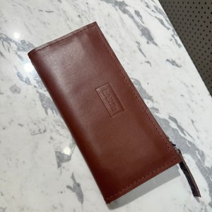 Portafoglio marrone da donna, portamonete in pelle naturale, porta carte in pelle, sacchetto per soldi marrone, organizzatore di carte, regalo per la fidanzata.