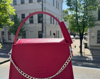 Mini Red Leather Bag – Prom Clutch, Wedding Purse, Small Evening Handbag