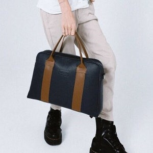 Work bag for men, Duffel bag with belt,  gift for him, Student leather bag for studies