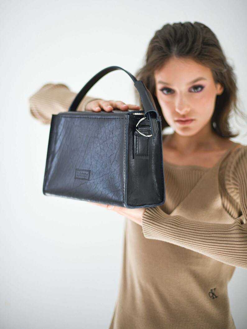 Top Handle Leather Bag Elegant Handbag for Ladies Handmade Etsy