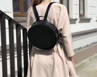 Stylish Round Backpack Very Comfortable Natural Leather - Etsy