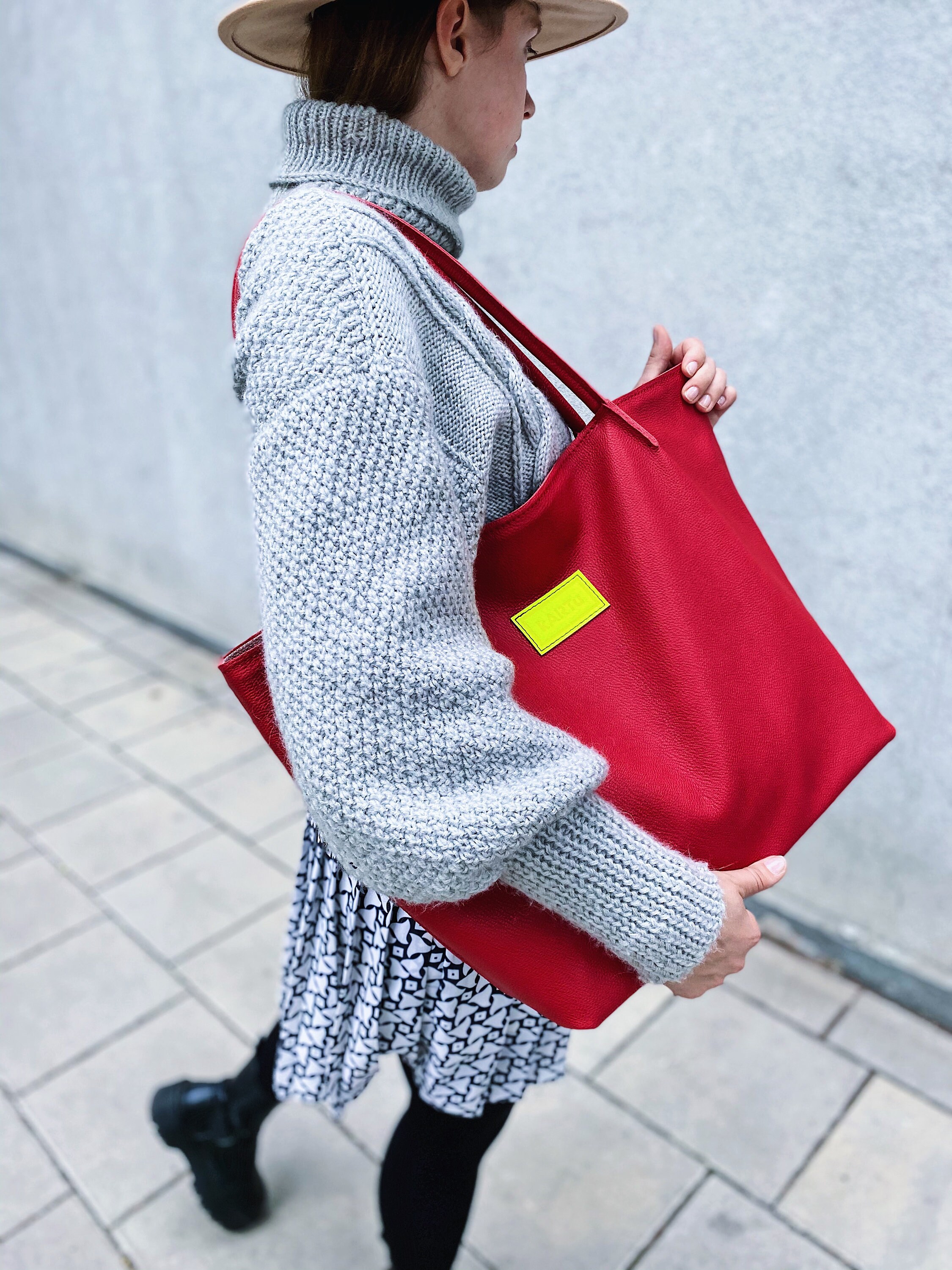 red large tote bag