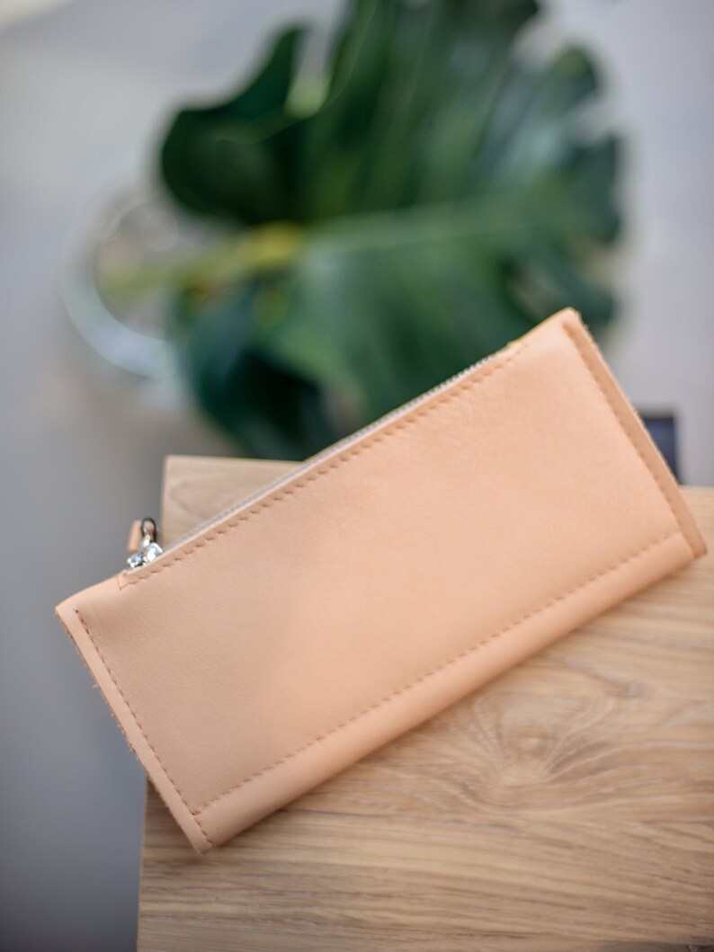 Natural leather wallet, Two-sided multifunctional wallet, Elegant purse for women, Custom color design available. image 7