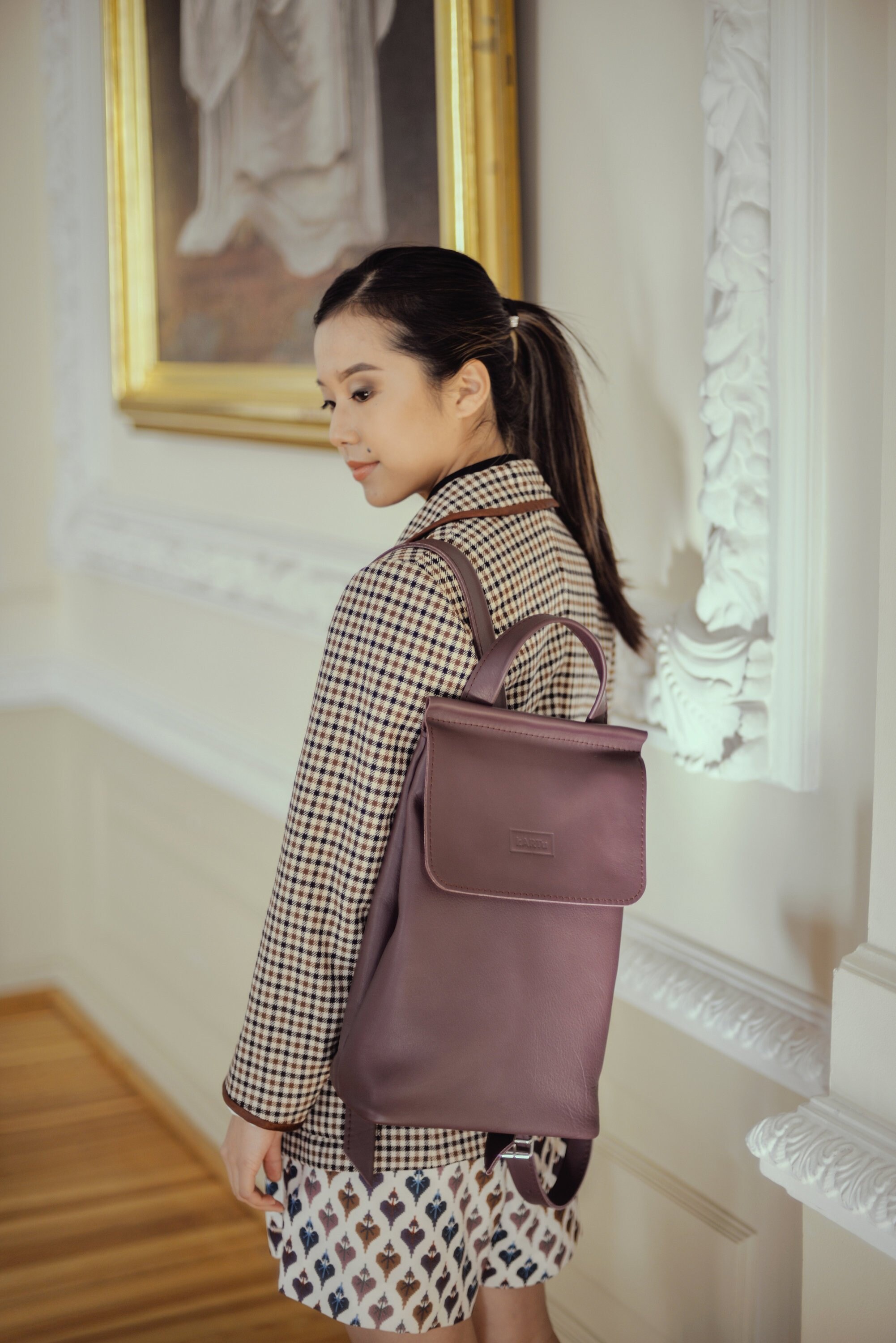 pastel leather backpack