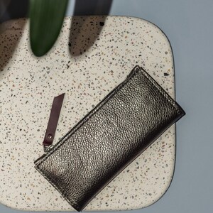 Natural leather wallet, Two-sided multifunctional wallet, Elegant purse for women, Custom color design available. image 2