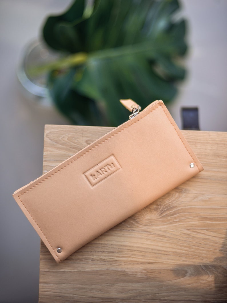 Natural leather wallet, Two-sided multifunctional wallet, Elegant purse for women, Custom color design available. image 6