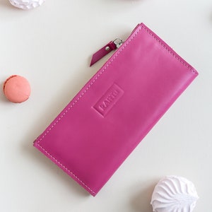Natural leather wallet, Two-sided multifunctional wallet, Elegant purse for women, Custom color design available. image 8
