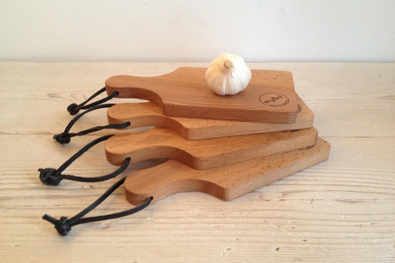 Small cutting board, serving board, wooden chopping board, cheese board, Scottish, garlic board, chilli, lemon, beech, handmade, camping image 1