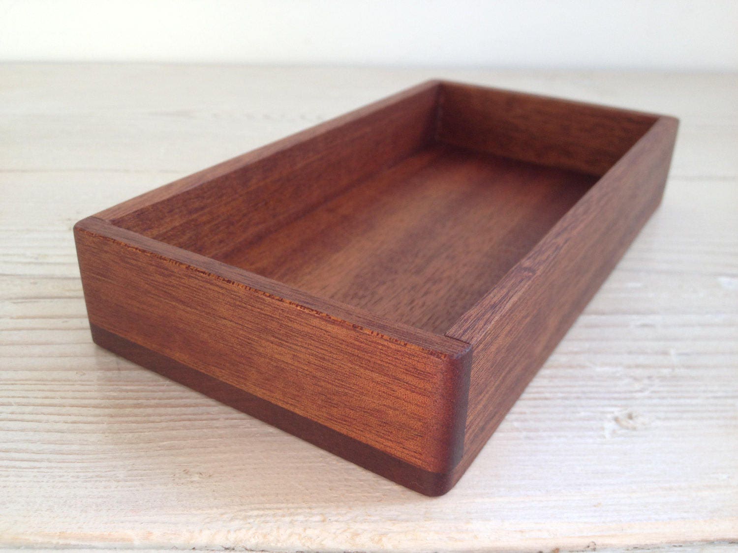Wooden tray box handmade sapele unique oddments Etsy