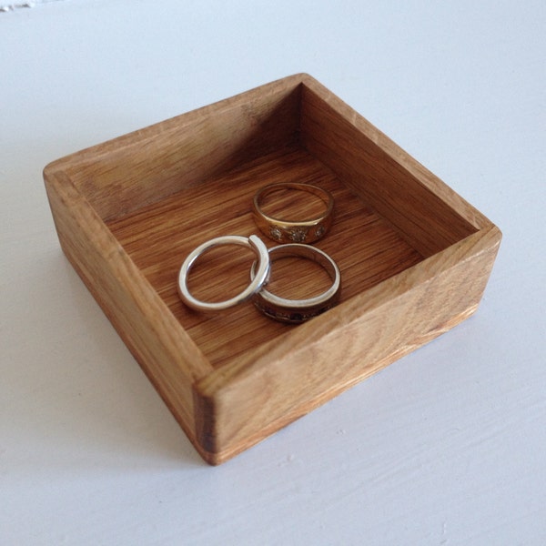 Small ring tray, wedding ring box, jewellery tray, oak tray, small wooden tray, wooden storage, Scottish gift, coin tray, presentation tray
