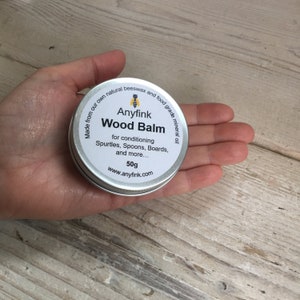 Anyfink Wood Balm for conditioning Spurtles, Spoons, Boards, Bowls, wax, conditioner, butter, Scottish beeswax, gift, Scotland, handmade image 9