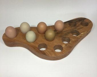 Natural Egg rack for twelve eggs, holder for 12 eggs, stand, wooden, beech, Scottish gift, cook gift, housewarming, for her, him, 552