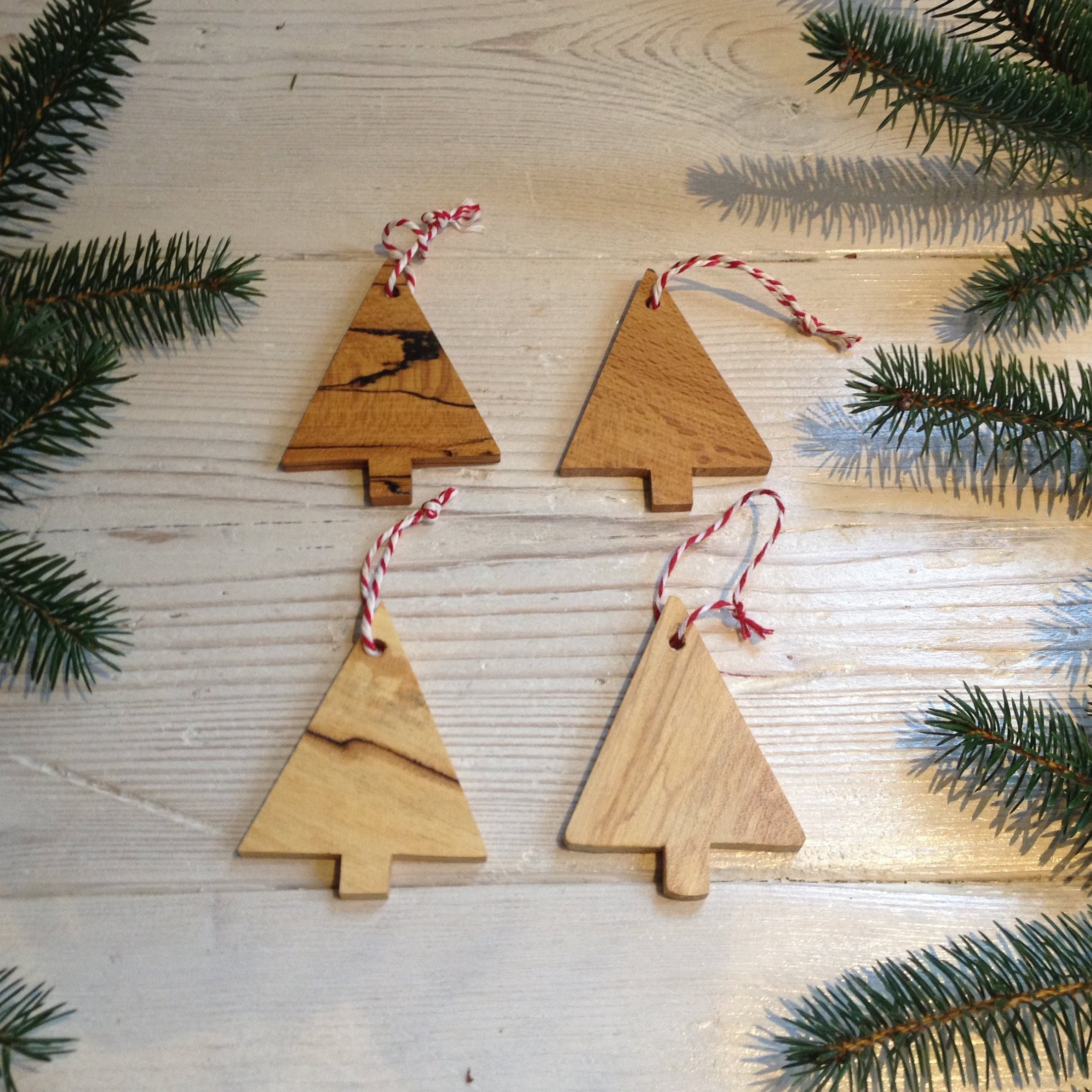 Set of 4 Christmas Decorations Wooden Decorations Tree - Etsy UK