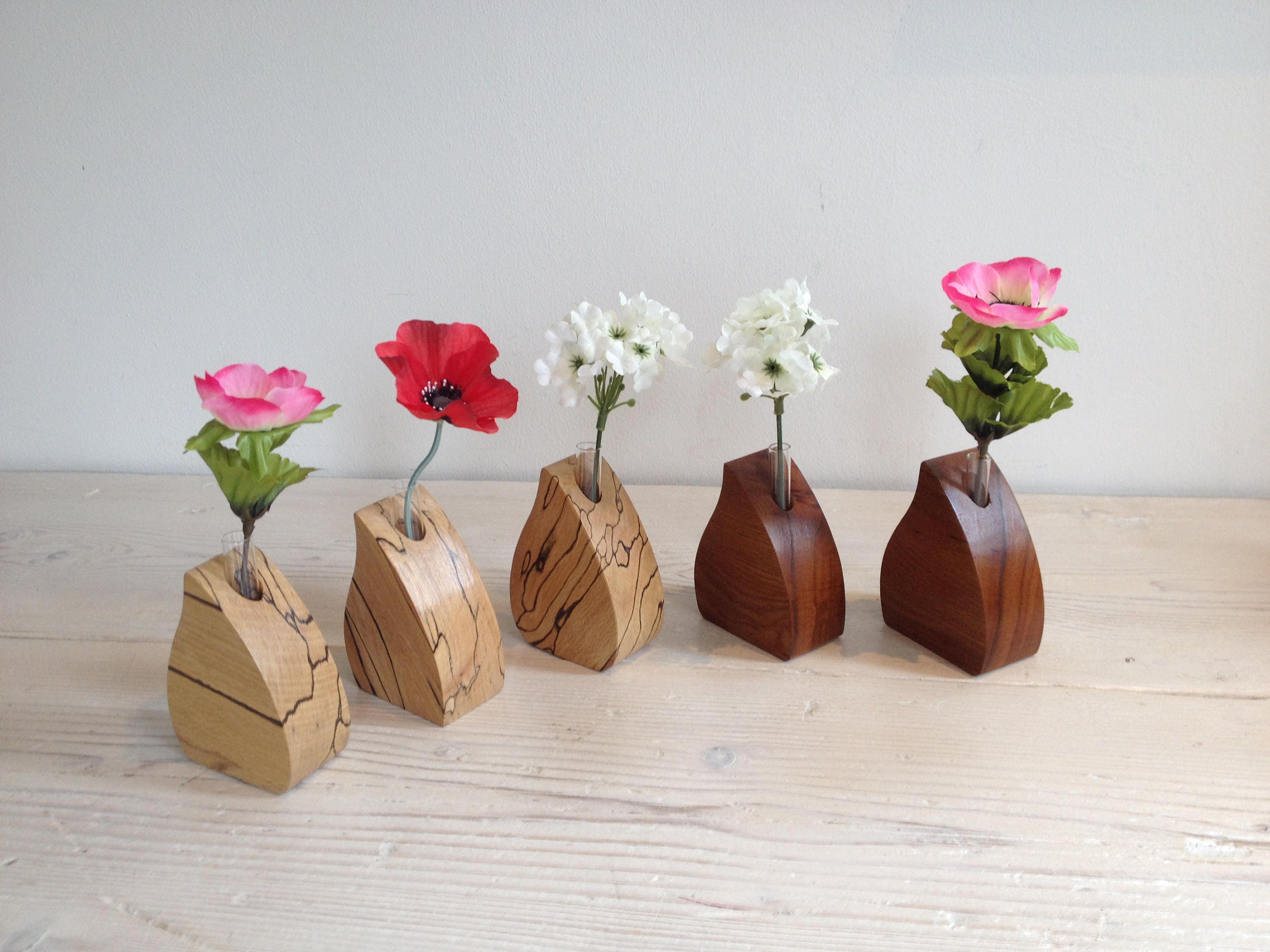 Wooden Flower Vase, Single Stem, Wedding, Glass Test Tube