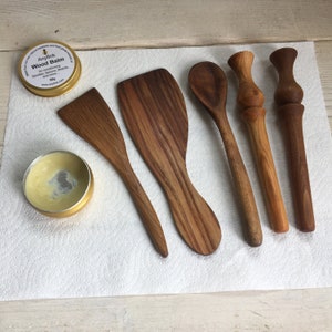 Anyfink Wood Balm for conditioning Spurtles, Spoons, Boards, Bowls, wax, conditioner, butter, Scottish beeswax, gift, Scotland, handmade image 2