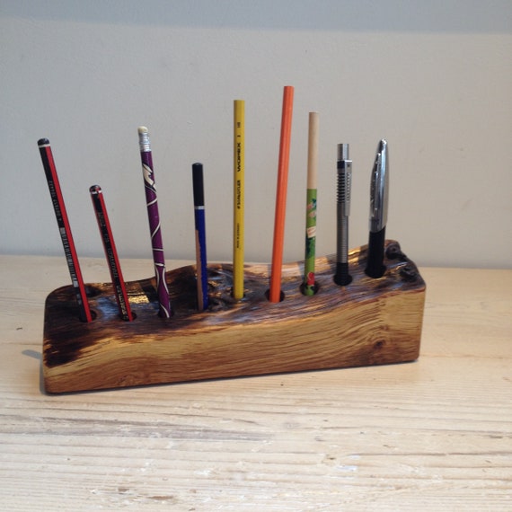 Wooden Desk Tidy Handmade From Scottish Oak Unusual Gift Etsy