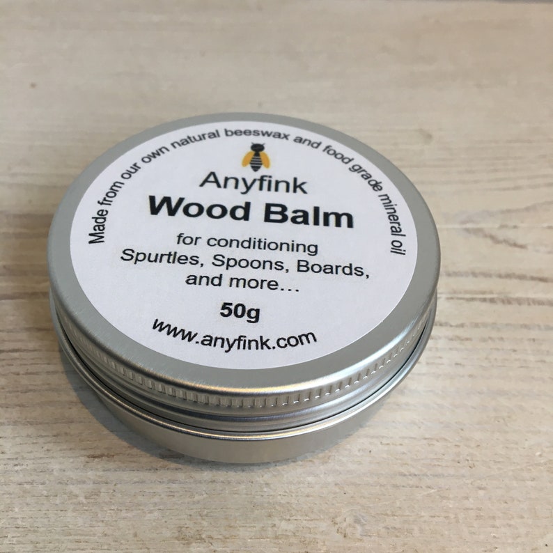 Anyfink Wood Balm for conditioning Spurtles, Spoons, Boards, Bowls, wax, conditioner, butter, Scottish beeswax, gift, Scotland, handmade image 8
