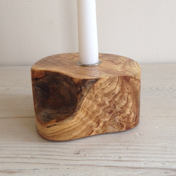 Wooden candle holder, Scottish elm wood, mantle candle, unique, hygge, tall candle, natural, candle centerpiece, Scottish gift, anyfink, 400