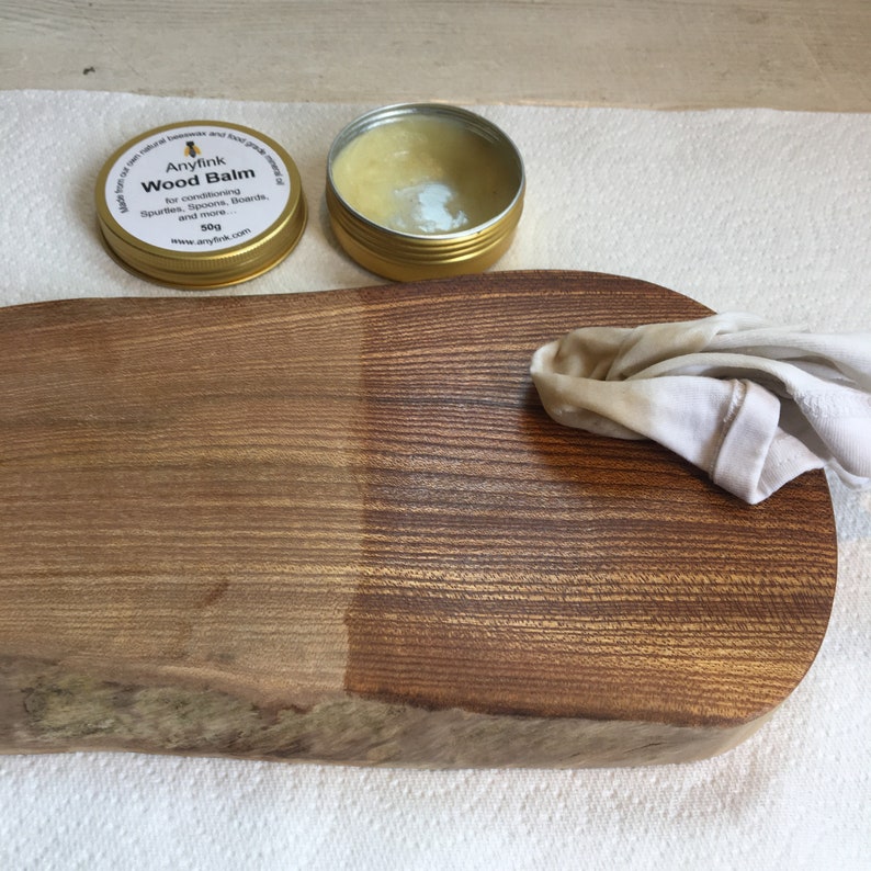 Anyfink Wood Balm for conditioning Spurtles, Spoons, Boards, Bowls, wax, conditioner, butter, Scottish beeswax, gift, Scotland, handmade image 3