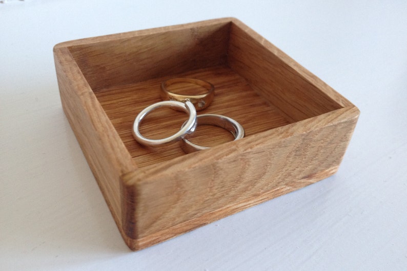 Small ring tray, wedding ring box, jewellery tray, oak tray, small wooden tray, wooden storage, Scottish gift, coin tray, presentation tray image 2