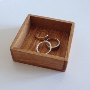 Small ring tray, wedding ring box, jewellery tray, oak tray, small wooden tray, wooden storage, Scottish gift, coin tray, presentation tray image 3