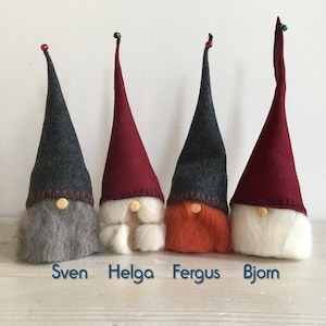 Wooden Christmas Gnome, Nisse, Tomte, holiday table decor, Gonk, Festive, folk, ornament, Scandinavian, decor, Nordic, Hygge, Scottish